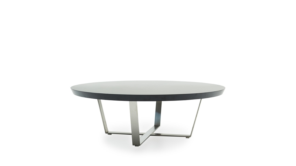 Mesa centro Abril   Base Acero DIAM 1,10 H 0,45, Simple y moderna. Fabricada con una base estructural de acero y una tapa de madera terminada con poliuretano negro semimate. Diámetro 1.10m x 0.45mh. *** Todos nuestros productos son 100% customizables ***