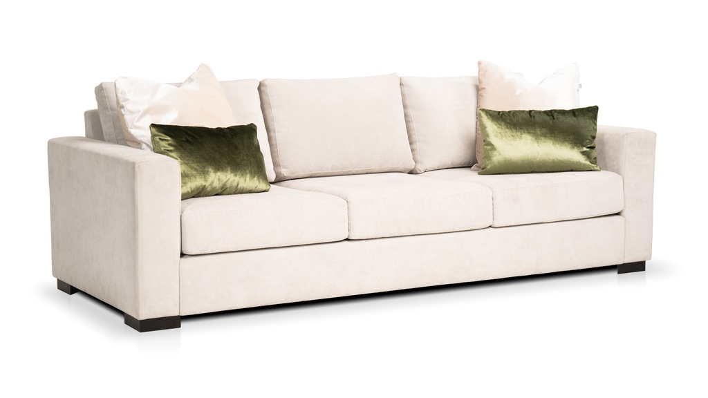 SOFA BEAU.  Tela 15m Cuero 31,50m2 A 2,25 P 0,90 H 0,71, Cuenta con una estructura fabricada en madera de guindo y patas de madera lustradas *Este producto es 100% customizable*