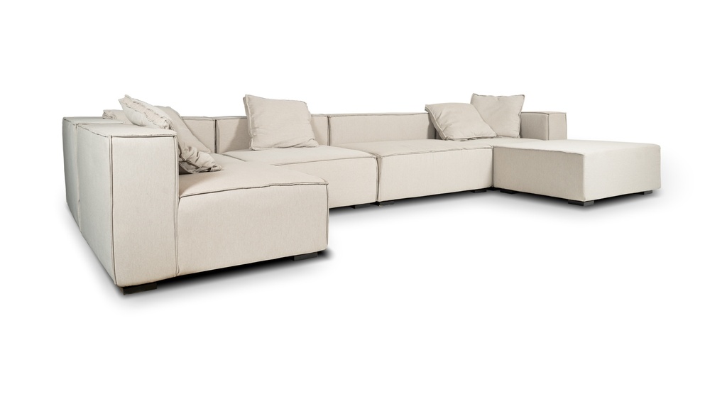 Sofá Esquinero Cotta Tela 41m Cuero 86,10m2 A 4,20 P 2,34 H 0,92, Estructura de madera de guindo. Cinchas. resortes y poliester de distintas densidades garantizan la comodidad y durabilidad. Patas de madera de guindo lustradas. *Este producto es 100% customizable*