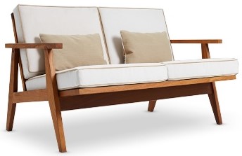 Sofá Herbie 2 cuerpos A 1,35 P 0,90 H 0,80. Estructura maciza de lapacho lustre semimate. Tapizado con tela para exterior  **Este producto no es customizable**