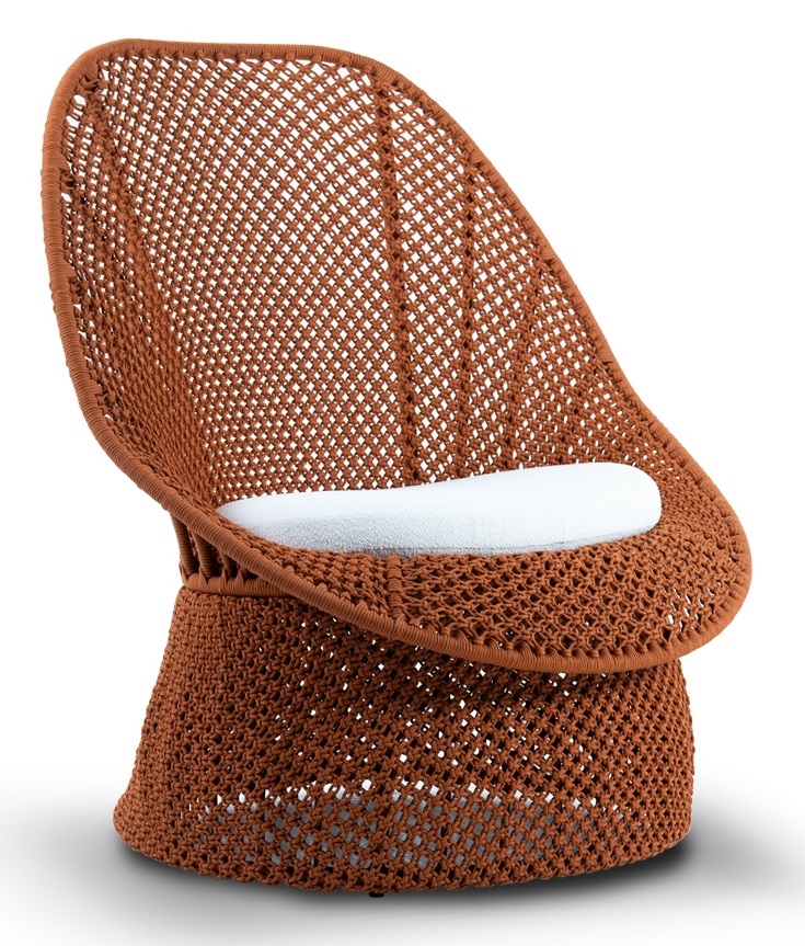 Poltrona Bakú. Tejido de cuerda Nautica Terracota. Estructura en aluminio