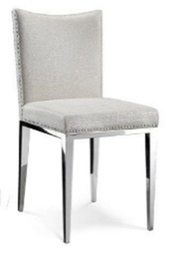 [SS.076-2] Silla Jolie Alta (base de acero) Tela 1,80m Cuero 3,80m2, Estructura fabricada en madera de Guindo y terminada con lustre poliuretánico color negro semimate. Tapizada en pana Porsche sintética color negro. Tachas platil.