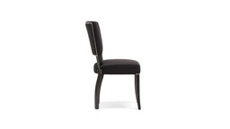 [SS.091] Silla Modena Tela 1,30m Cuero 2,80m2, Elaborada con madera de guindo lustrada en color negro semimate, tapizada en Pana Porsche color negro y con tachas platil que le otorgan ese detalle que la hacen única. **Todos nuestros productos son 100% customizables**