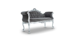 [SL.046-1] Sillón Toujours incluye tachas (lustrado o laqueado) Tela 7m Cuero 14,70m2, Estructura fabricada en madera de Guindo y una terminación plateado a la hoja. Tapizado en pana sintética color gris con detalle de capitoné y tachas platil. ** Todos nuestros productos son 100% customizables **