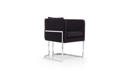 [SL.090-2] Sillon Jackie c/estructura Hierro Cromado Tela 3,30m Cuero 7m2, , un sillón diseñado para combinar a la perfección un estructura metálica y curva, con un asiento ergonómico tapizado en pana Porsche color negro (incluye riñoreo, misma terminación). **Este producto es customizable**