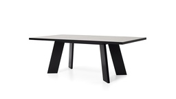 [MC.133] Mesa de comedor Alaska TAPA SAN PIETRO A 2,20 P 1,20 H 0,77,  con lineas rectas que expresan elegancia y sobriedad. Estructura y tapa elaboradas con madera laqueada en color negro semimate y terminada con una tapa de Dekton Calacatta natural 18. . **Este producto es 100% customizable**