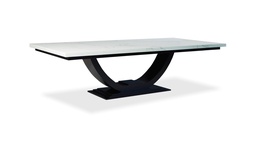 [ML.CM70-008-1] Mesa Art Decó ML - tapa Dekton   Calacatta Natura A 2,40 P 1,20 H 0,76, Estructura fabricada en madera de guindo con lustre poliuretano negro semi-mate y tapa de Dekton Calacatta. *** Todos nuestros productos son 100% customizables **