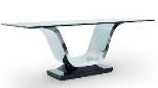 [ML.CM70-009] Base Florence revestida en acero pulido (para cristal de 2.40 x 1.20) A 2,40 P 1,20 H 0,76. Base curva fabricada en madera y revestida en chapa de acero inoxidable pulido,  base piso en poliuretano negro brillante.  ** Todos nuestros productos son 100% customizables **