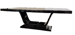 [ML.CM70-009-1] Base Florence revestida en Madera (para cristal de 2.40 x 1.20) A 2,40 P 1,20 H 0,76. Base curva fabricada y revestida en madera,  base piso en poliuretano negro brillante.  ** Todos nuestros productos son 100% customizables **