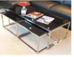 [ML.084-1] Mesa de centro Beau Grande (tapa de madera) A 1,30 P 0,60 H 0,41. Estructura en caño de hierro cromado. **Este producto es customizable**