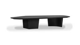 [ML.144] Mesa  de Centro Curba Tapa de Madera A 1,70 P 0,85 H 0,30,  Estructura fabricada en madera paraíso poro abierto, pintada en color negro mate. ** Este producto es 100% customizable**