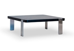 [ML.159] Mesa de Centro Coco (Chica) Tapa Dekton A 1,00 P 0,70 H 0,35, Cuenta con una base en acero inoxidable, el borde de la tapa esta realizado en madera paraíso poro abierto en color negro semimate y la tapa realizada en dekton kelya **Este producto solamente se puede customizar la terminación de la tapa**
