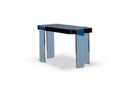 [ML.158] Mesa Lateral Coco Tapa Paraiso A 0,70 P 0,30 H 0,40, Cuenta con una base en acero inoxidable y la tapa esta realizada en madera paraíso poro abierto en color negro semimate **Este producto solamente se puede customizar la terminación de la tapa**