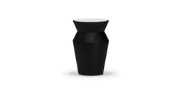 [ML.162] Mesa Auxiliar Curba Chica Tapa Dekton Calacatta DIAM 0,42 H 0,45,  Se encuentra realizada en madera paraíso poro abierto en color negro semimate y cuenta con una tapa de dekton Calacatta. **Este producto es 100% customizable**