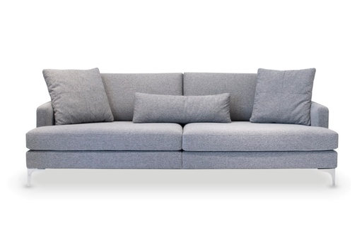 [SF.074] SOFA SAHA incluye decorativos + riñonera Tela 17,50m Cuero 37m2 A 2,20 P 1,00 H 0,78, Fabricado en madera con patas de aluminio pulido y almohadones decorativos. *Este producto es 100% customizable*
