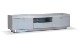[MP.033] Mueble de TV Wave A 2,20 P 0,50 H 0,55, estructura laqueada al poliuretano terminación brillante y zócalo rehundido con bordes curvos revestido en acero inoxidable pulido. **Este producto es 100% customizable**