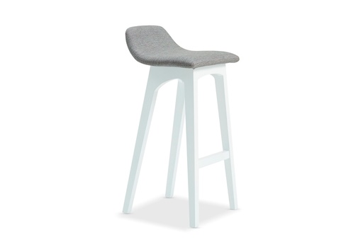[TB.006] Taburete Brad Tela 1,10m Cuero 2,50m2, Estilizado y despojado. Su diseño combina una estructura está fabricada en madera de Guindo terminada con una laca poliuretánica blanca semi-mate con un asiento tapizado en pana sintética. *** Todos nuestros productos son 100% customizables ***