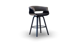 [TB.021] Taburete Hans - Apoyapie  Aro en hierro pintado Tela Respaldo 0,60m Asiento 0,50m Cuero Respaldo 1,35m2 Asiento 1,05m2,  tiene una estructura en madera guindo laqueado poliuretáno negro semimate. Está tapizado en cuero smooth grey. Posee un aro apoyapie de hierro epoxi negro mate. *Este producto es 100% customizable*