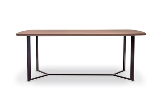 [MNLSS 012] MESA DE COMEDOR MINIMAL RECTANGULAR A 2,00 P 1,00 H 0,76, Base fabricada en hierro, pintada en color negro semimate. Tapa enchapada en paraíso poro abierto semimate.. ***Este productos es 100% customizable***