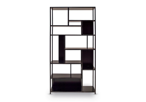 [MNLSS 009] BIBLIOTECA MINIMAL A 1,07 P 0,35 H 2,00, Estructura fabricada en hierro 20x20mm. Estantes y fondo en madera. Terminación laqueado poliuretánico negro semimate. ***Este productos es 100% customizable***