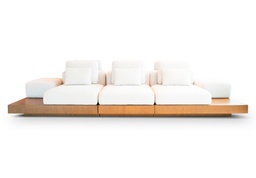 [SF.117] SOFA "G" 360 Tela 25m A 3,45 P 1,70 H 0,65. Fabricado íntegramente en madera. Enchapado en cerezo reconstituido, lustrado natural con OSMO. **Este producto es customizable**
