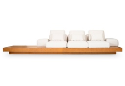 [SF.168] SOFA "G" 3 CUERPOS Tela 14m A 3,96 P 1,06 H 0,65. Fabricado íntegramente en madera. Enchapado en cerezo reconstituido, lustrado natural con OSMO. **Este producto es customizable**