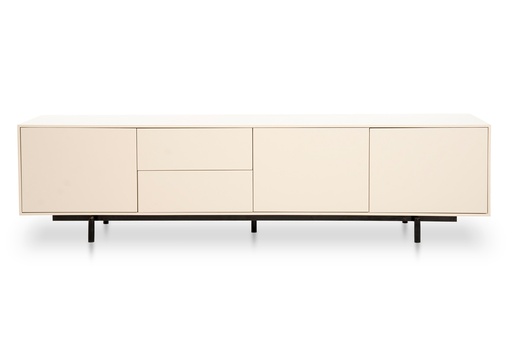 [MP.035] MUEBLE DE TV GANTT A 1,95 P 0,50 H 0,50, Estructura fabricada en madera y laqueada semimate y base en caño de hierro satinado. Este producto forma parte de la colección G diseñada en conjunto con el estudio de arquitectura Leone Loray y fabricada por Fontenla