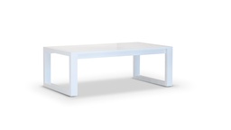 [EXT.70-004] MESA DE CENTRO ALMA Blanco A 1,20 P 0,65 H 0,42, Estructura fabricada en aluminio con recubrimiento poliuretánico en dos terminaciones: blanco o grafito. Se recomienda no exponerlo a la intemperie de manera directa cuando no esté en uso. De lo contrario se deberá utilizar una funda protectora