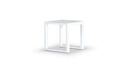 [EXT.70-009] MESA AUXILIAR REPOSERA ALMA Blanco A 0,40 P 0,40 H 0,40, . Estructura fabricada en aluminio con recubrimiento poliuretánico en dos terminaciones: blanco o grafito. Se recomienda no exponerlo a la intemperie de manera directa cuando no esté en uso. De lo contrario se deberá utilizar una funda protectora.