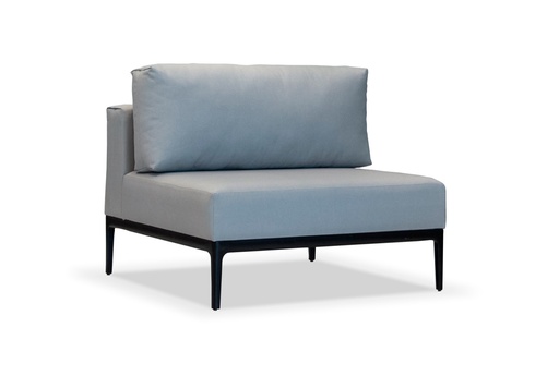 [EXT.70-099] SILLON MOOD 1 CUERPO SIN APOYABRAZOS INCLUYE FUNDA Tapizado y base en Aluminio Tela Mueble 4m Tela Funda 4m A 1,03 P 1,03 H 0,70, Estructura fabricada en aluminio con recubrimiento poliuretánico terminada con pintura electroestática en color negro. Tapizado con telas náuticas. Incluye funda. Este producto debe ser utilizado en espacios semicubiertos o galerías. No exponerlo a la intemperie de manera directa.