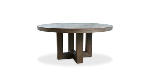 [PbF043] Mesa de comedor redonda MEGHAN con bandeja giratoria DIAM 1,60 H 0,76, Fabricada en paraiso poro abierto, terminación patinado.* este producto es customizable *