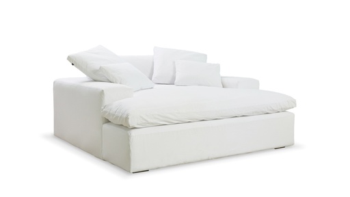 [PbF059] Chaise Longue MEGHAN 2 apoyabrazos Tela 20m (ancho 2.80) A 1,80 P 1,80 H 0,98. Con una estructura interior robusta fabricada en paraíso poro abierto y la terminación más suave y acolchonada. Incluye fundas desmontables y 4 almohadones decorativos. * este producto es customizable *