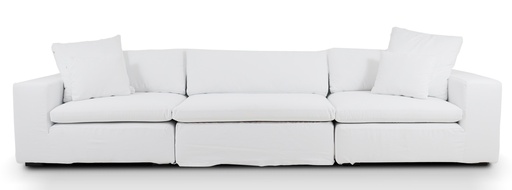 [PbF063] Sofa MEGHAN 3 cuerpos modulado living. Tela 32 m (ancho2.80) A 3,60 P 1,30 H 0,98Con una estructura interior robusta fabricada en paraíso poro abierto y la terminación más suave y acolchonada. Incluye fundas desmontables y 4 almohadones decorativos. * este producto es customizable *