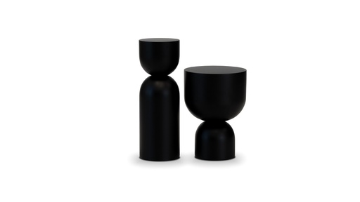 [ML.230] Conjunto de mesas  laterales Nexo,  Fabricada íntegramente en madera. Cuenta con una terminación laqueada brillante o semimate que le brinda elegancia y sofisticación. *Este productos es 100% customizable* Medidas: 0,29 x 0,29 x 0,41 y 0,19 x 0,19 x 0,55