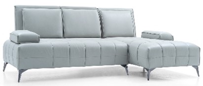 [IM.0539] Sofa Esquinero Vicenza,Estructura robusta y confortable. Respaldo rebatible con posiciones, patas de acero negro semimate y tapizado en un exclusivo cuero premium.