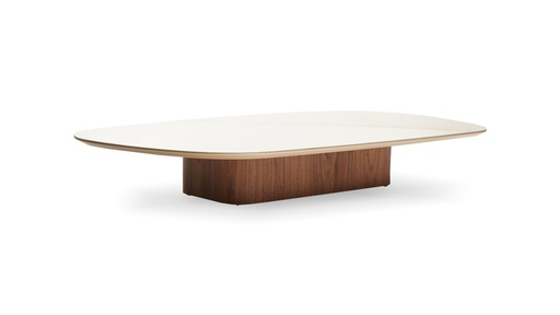 [IM.0624] Conjunto Mesas de Centro Terra, Estructuras realizadas en madera de guindo lustre natural en ambas, y las tapas realizadas con vidrio. Medidas: Mesa chica: 1,10 x 0,71 x 0,30 Mesa grande: 1,80 x 1,00 x 0,25 *Este producto no es customizable*