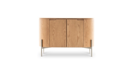 [IM.0650] Bar bajo Esencia,  Con diseño orgánico y minimalista, realizada integramente en madera de guindo con lustre natural y posee estructura laqueada en color metalizado. *Este producto no es customizable*