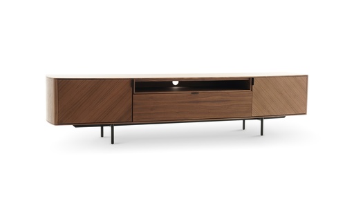 [IM.0665] Mueble de TV Slow,  Realizado en madera nogal lustre natural y estructura realizadas en acero en color negro *Este producto no es customizable*