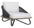 [IM.0544] Poltrona Saint Tropez, con estructura de aluminio, base de madera y entramado de cuerda náutica color negro. Incluye almohadón de asiento y respaldo