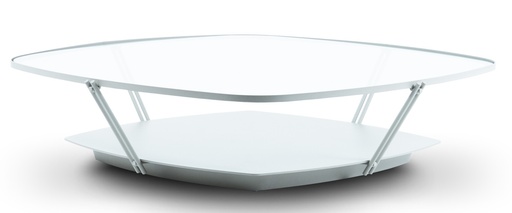 [IM.0681] MESA DE CENTRO PALMANOVA. Estructura en Aluminio. Tapa de vidrio