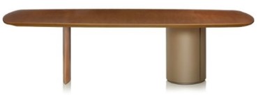 [IM.0585] MESA DE COMEDOR PURO, Fabricada en madera paraiso poro abierto con base asimétrica. Base redonda laqueada semimate **Este producto es customizable**