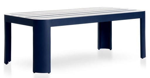 [EXT.70-224] Mesa de centro Amalfi. A 1,20 m P 0,65 m H 0,42 m. Estructura fabricada en aluminio con recubrimiento poliuretánico en terminación color azul marino o cinza. **Este producto no es customizable**